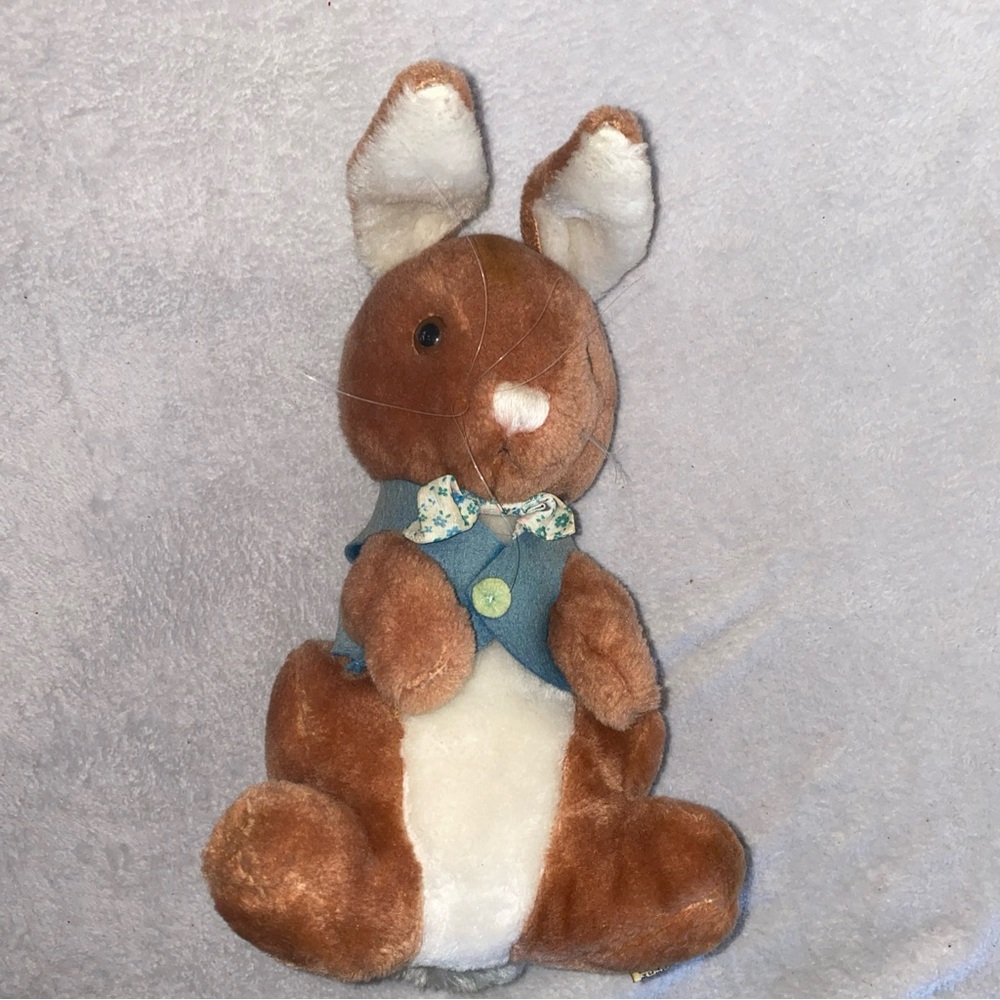 Vintage 1974 R. Dakin Plush Toy Bunny Rabbit 10" Stuffed Animal Preppy Teacher